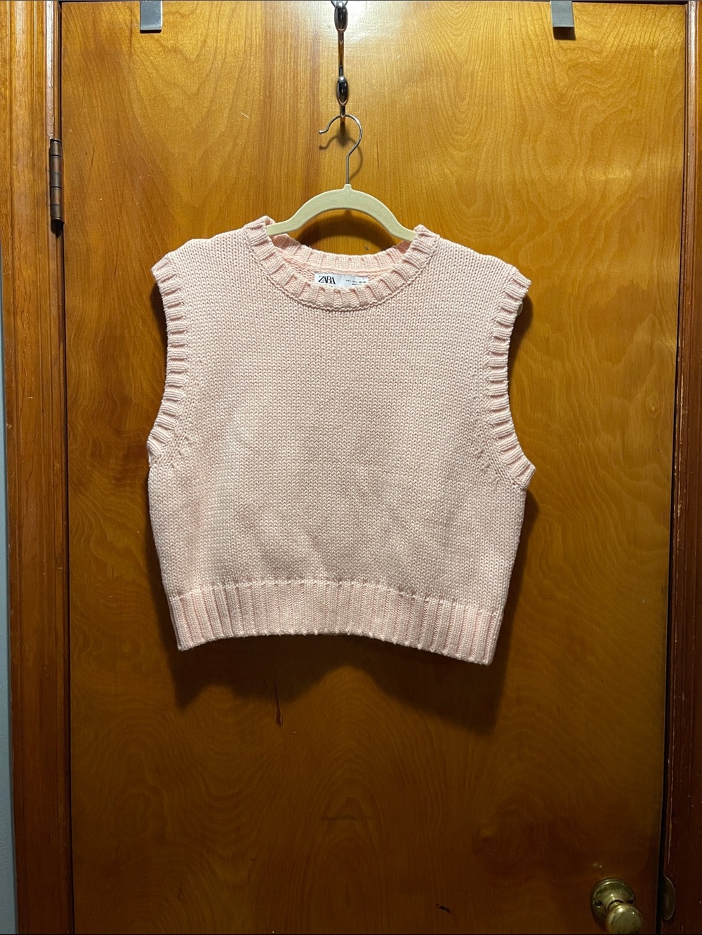 Zara Light Pink Knit Sleeveless V-Neck Sweater Vest - Picture 1 of 4